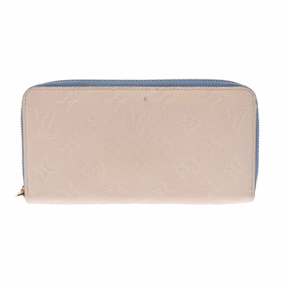 LOUIS VUITTON Monogram Empreinte Zippy Wallet Cream Blue Jean Leather Long main image 1